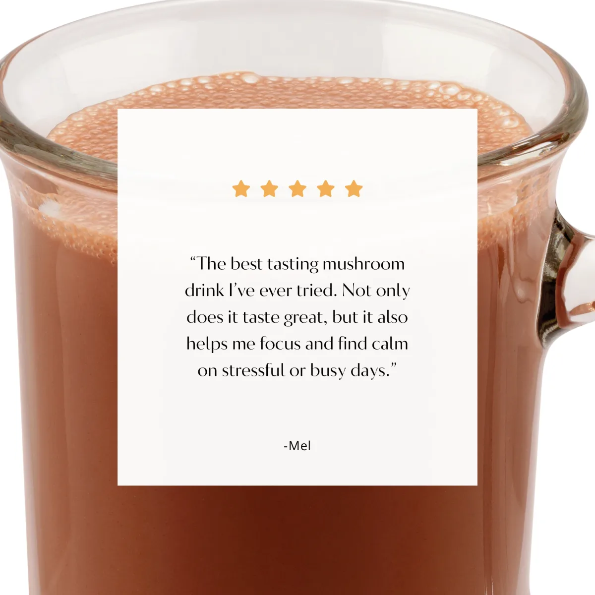 Customer review card over Todd's Mushroom Brew drink